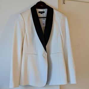 Ann Taylor White Blazer with Black Shawl Collar NWOT